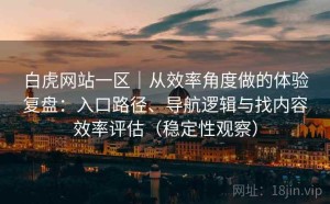白虎网站一区｜从效率角度做的体验复盘：入口路径、导航逻辑与找内容效率评估（稳定性观察）